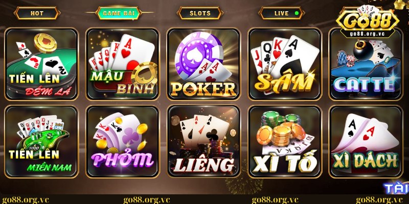 Bộ sưu tập trò chơi bài tại sàn giải trí Yo88 thú vị, kịch tính