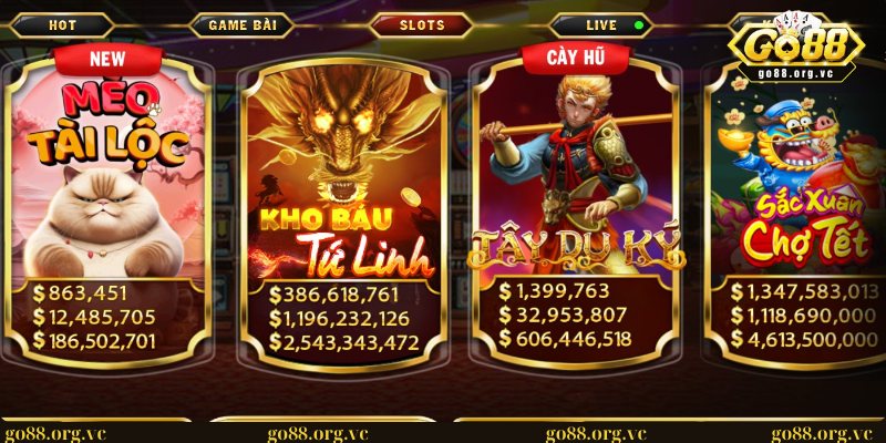 Trò chơi nổ hũ tại Go88 với giao diện bắt mắt, lối chơi thú vị